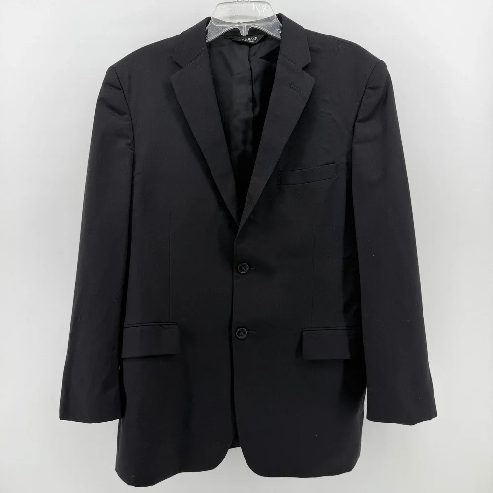 Jos. A. Bank Blazer Mens 40R Black Traveler's Collection 100% Wool Sport Coat